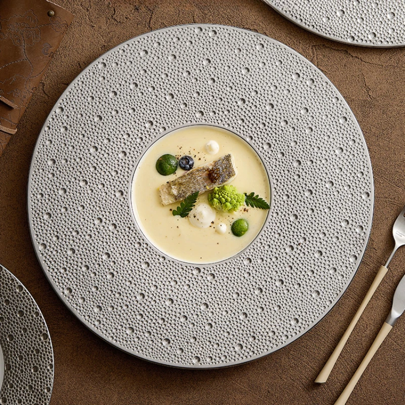 Home Cooking Meals - Creative Meteor Planet รอบจานเซรามิคประณีตขนมหวานจานสเต็กบ้านทําอาหารจานห้องรับประทานอาหารช้อนส้อมห้องครัว